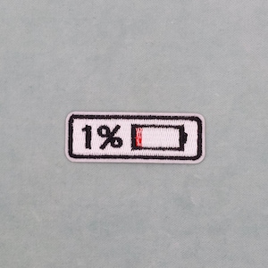Low battery patch, embroidered iron-on badge, sew-on patch, customize clothing and accessories