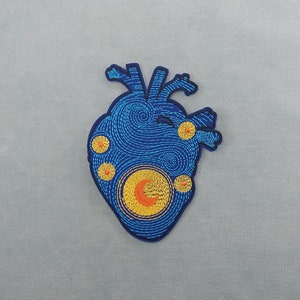 Van Gogh heart starry night patch, embroidered iron-on starry night badge, customize clothing and accessories