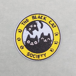 Parche de Black Cat Society, parches bordados para planchar o coser, personaliza ropa y accesorios