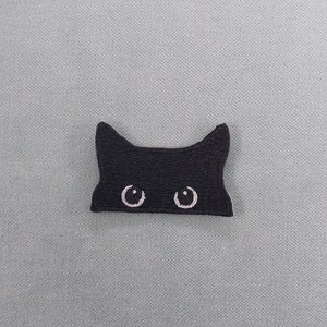黒猫風ワッペン、刺繍アイロン接着バッジ