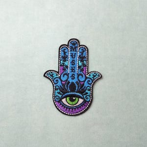Toppa termoadesiva Hamsa, toppa portafortuna ricamata