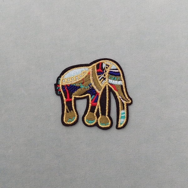 Patch éléphant patchwork thermocollant, Écusson brodé sur fer