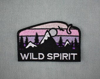 Wild spirit iron-on patch, nature theme badge, embroidered travel