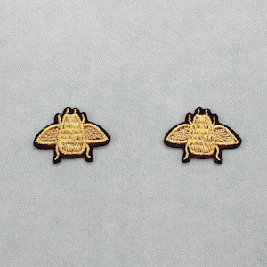 Patch 2 small golden insects embroidered iron-on, iron on patch, sew-on patch, customize clothes and accessories