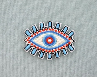 Iron-on eye patch with designs, embroidered badge