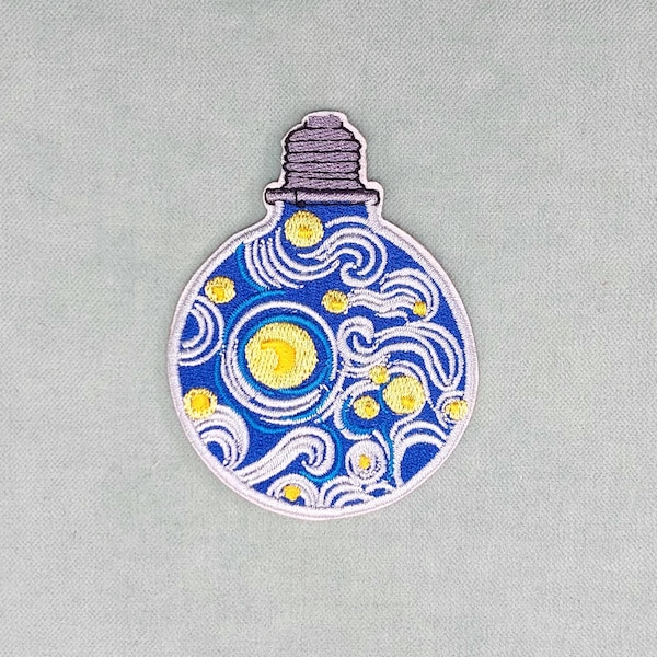 Van Gogh canvas lamp patch, embroidered iron-on patch, sew-on or iron-on patch