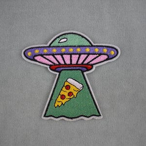 Embroidered iron-on Pizza Invasion patch, patch to customize clothing and accessories