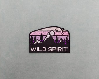 Wild spirit iron-on patch, nature theme badge, embroidered travel