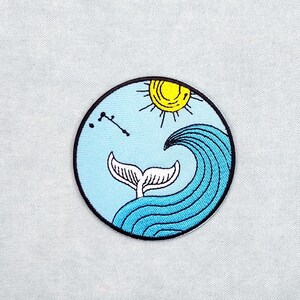 Wal-Aufnäher im Ozean, gestickter Ozean-Aufnäher zum Aufbügeln, Aufnäher zum Aufnähen, Kleidung und Accessoires individuell gestalten