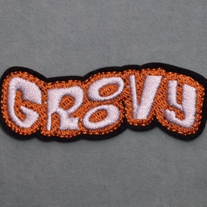 Groovy iron-on patch, embroidered badge, Customize, Personalize