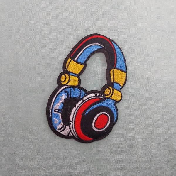 Iron-on headphone patch, embroidered earphone badge, Customize, Personalize