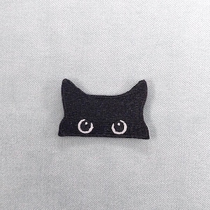 Patch regard chat noir, écusson thermocollant brodé