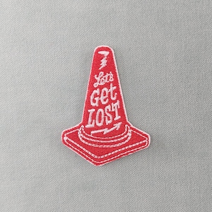 Lets get lost embroidered iron-on patch, Signal cone badge, customize clothing and accessories