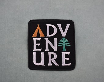 Adventure iron-on patch 9 cm / 8.3 cm, Adventure badge embroidered on iron