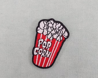 Iron-on popcorn art patch, embroidered crest
