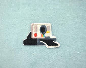 Iron-on Polaroid camera patch, embroidered patch, customize, personalize clothes, bags, accessories