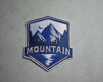 Iron-on mountain patch, Embroidered badge on iron