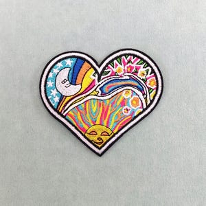 Bohemian heart iron-on patch, emblem, applique, iron-on embroidered patch