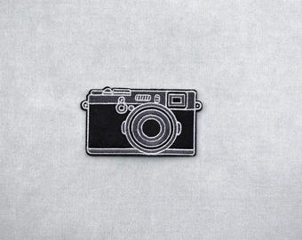 Iron-on camera patch, embroidered camera badge
