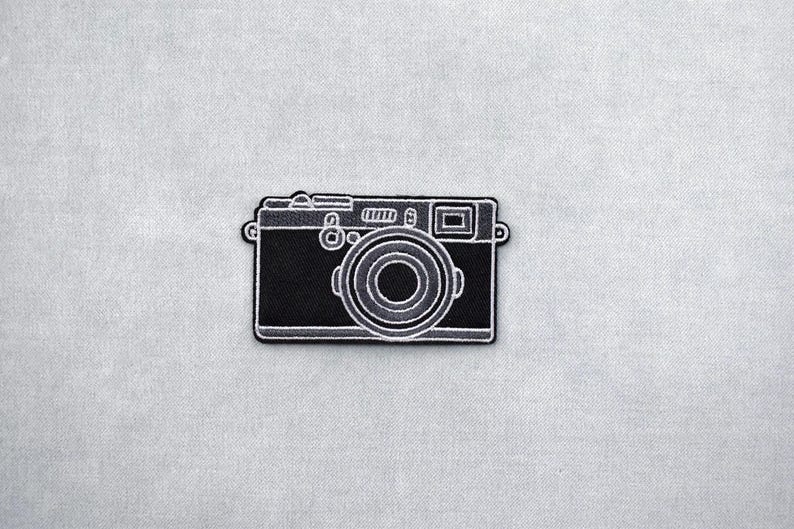 Iron-on camera patch, embroidered camera badge image 1