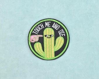 Embroidered cactus patch, iron-on patch