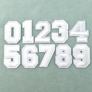 Parches de números blancos, parches de números bordados para planchar, para personalizar ropa y accesorios