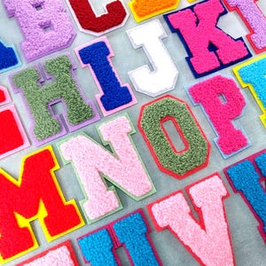 Multi-color chenille alphabet letter patches (7 cm), various contour badges, Customize, Personalize