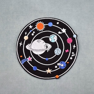 Aufbügelbarer, gestickter Sonnensystem-Aufnäher, Aufnäher zum Aufbügeln oder Aufnähen