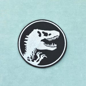 Tyrannosaurus patch, iron-on, embroidered dinosaur badge on iron