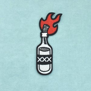 Molotov cocktail patch, embroidered iron-on patch, iron-on patch, sew-on patch, customize clothes and accessories