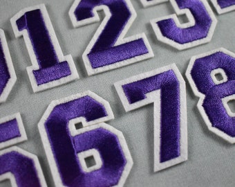 Patchs chiffres violets, Écussons thermocollants brodés nombres,pour customiser vêtements et accessoires