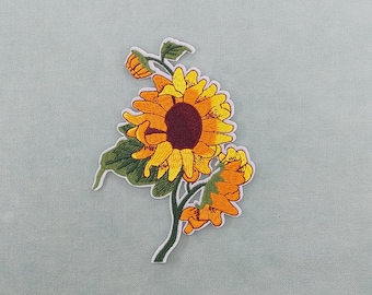 Patch tournesol Van Gogh, Patch thermocollants brodé sur fer ou à coudre, customiser vêtements et accessoires