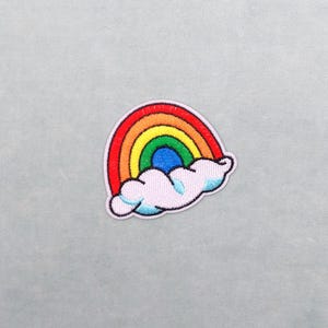 Iron-on rainbow cloud patch, embroidered patch