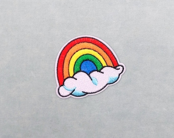 Iron-on rainbow cloud patch, embroidered patch