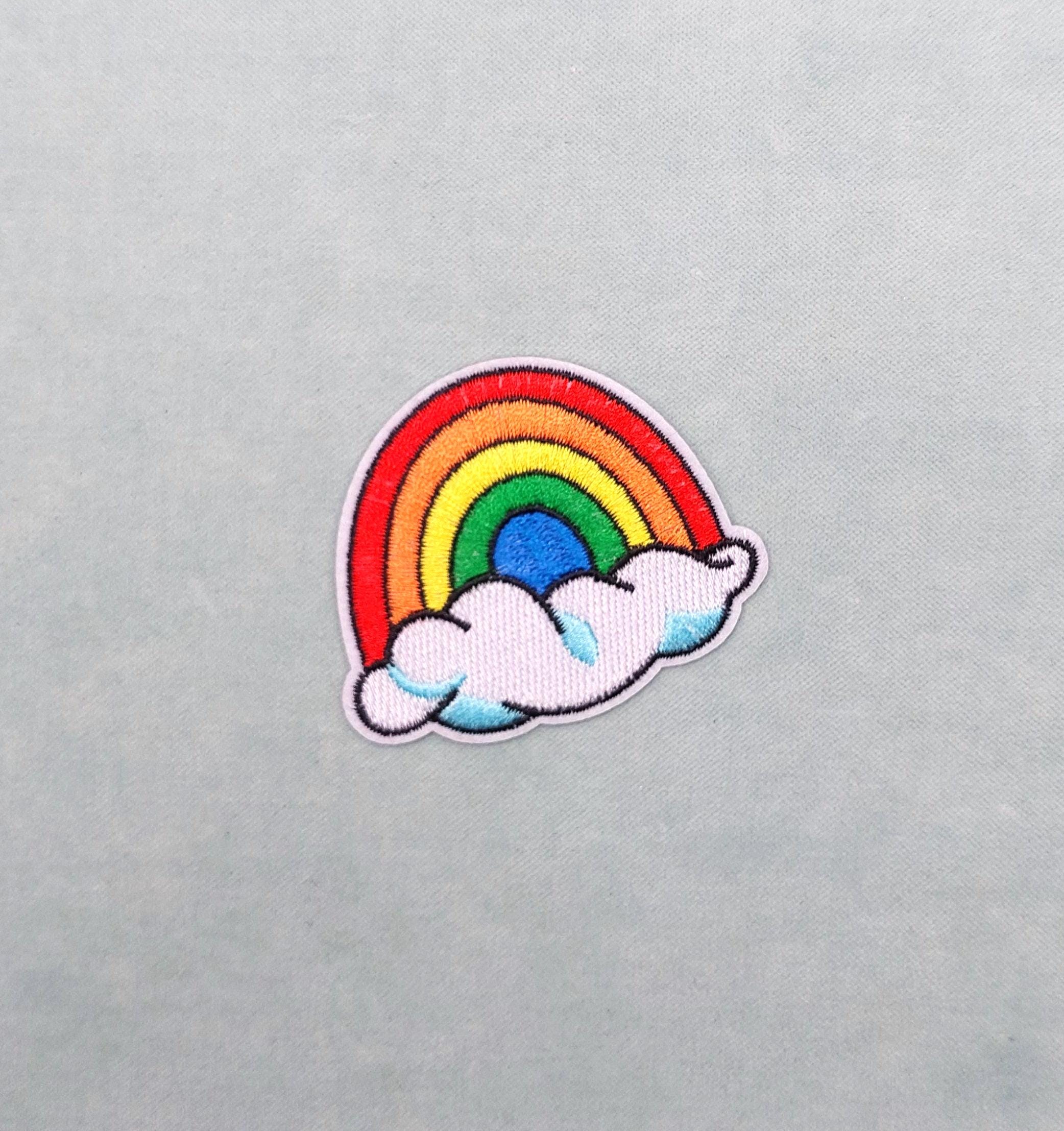 Toppa ricamata con farfalla arcobaleno/cartone animato Toppa da cucire