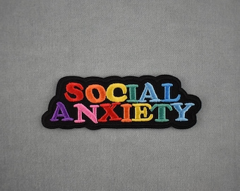 Patch Social Anxiety thermocollant, écusson brodé, fer sur patch, patch à coudre, customiser vêtements et accessoires