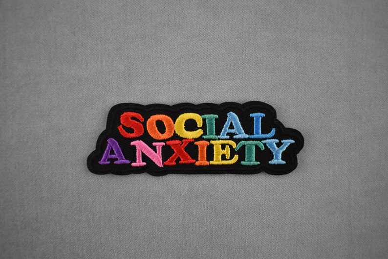 Social Anxiety iron-on patch, embroidered badge, iron on patch, sewing patch, customize clothing and accessories image 1