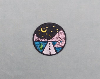 Mountain road patch, Embroidered badge on iron