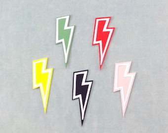 Black lightning bolt patch, embroidered iron-on or sew-on thunder patch, lightning bolt to customize clothing and accessories