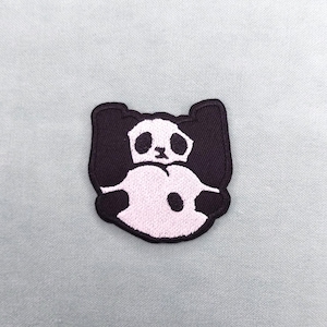 Lustiger Panda-Aufnäher zum Aufbügeln, 5,8 cm x 5,8 cm, gestickter Aufnäher