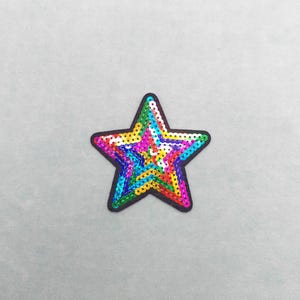 Patch étoile disco 80’s en paillettes et broderie thermocollant, écusson en paillettes à costunmiser