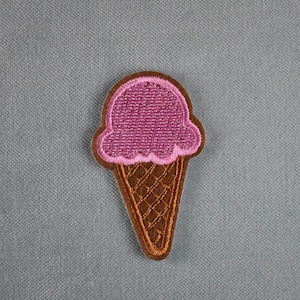 Iron-on ice cream cone patch, embroidered ice cream badge