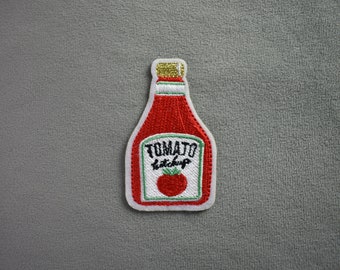 Ketchup patch, embroidered iron-on patch, iron on patch, sewing patch, customize clothing and accessories