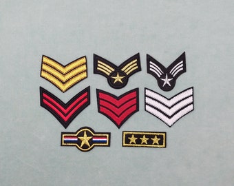 Military patches, embroidered iron-on badges