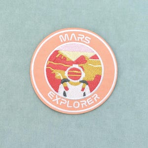 Patch planète Mars thermocollant , écusson brodé