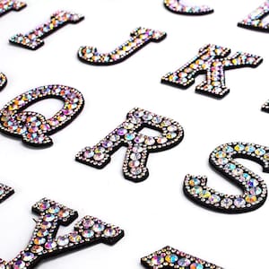 Patchs lettres alphabet strass thermocollants, écussons brodés , Customiser, Personnaliser