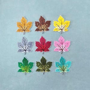 Geborduurde strijkbare boombladpatches, esdoornbladpatches, natuurthema