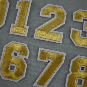 Patchs chiffres dorés, Écussons thermocollants brodés nombres,pour customiser vêtements et accessoires image 4