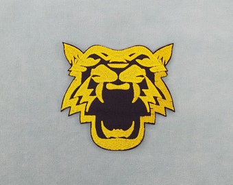 Patch Tigre doré thermocollant, écusson brodé