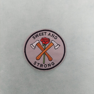 Sweet and strong iron-on badge, Embroidered patch on iron or sew, customize clothes and accessories